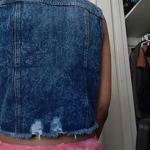 Distressed Acid Wash Denim Vest